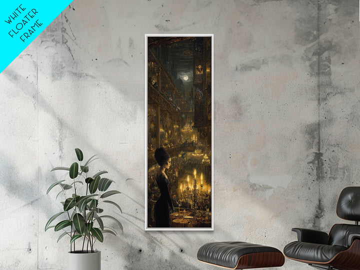 The Haunted Hotel, Ornate Symbolist Art, Tall Narrow Wall Art, Gothic Horror Wall Art, Framed Canvas Print, Halloween Wall Art