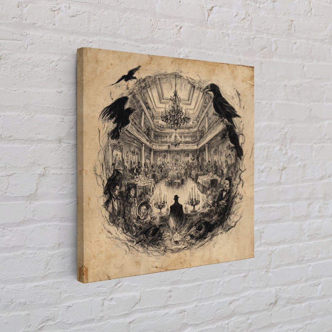 The Haunted Hotel, Expressionist Nightmare Art, Square Wall Art, Dark Fantasy Wall Art, Framed Canvas Print, Halloween Wall Art
