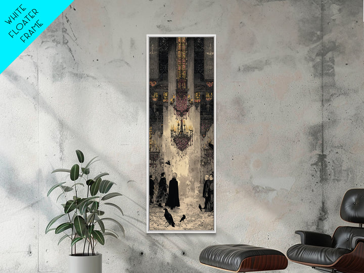 The Haunted Hotel, Stained Glass Gothic Art, Tall Narrow Wall Art, Gothic Horror Wall Art, Canvas Print, Halloween Wall Art