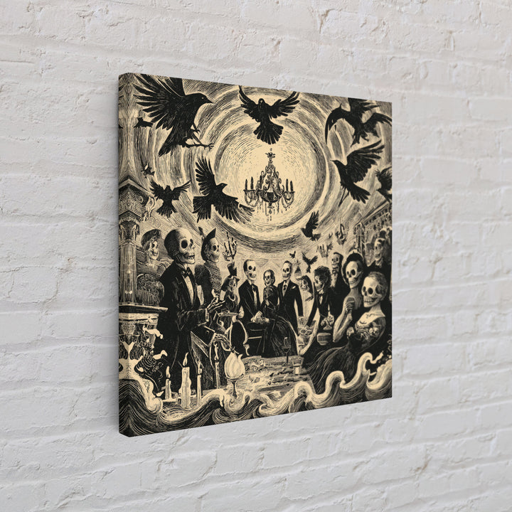 The Haunted Hotel, Macabre Folk Print Art, Square Wall Art, Dark Fantasy Wall Art, Canvas Print, Halloween Wall Art