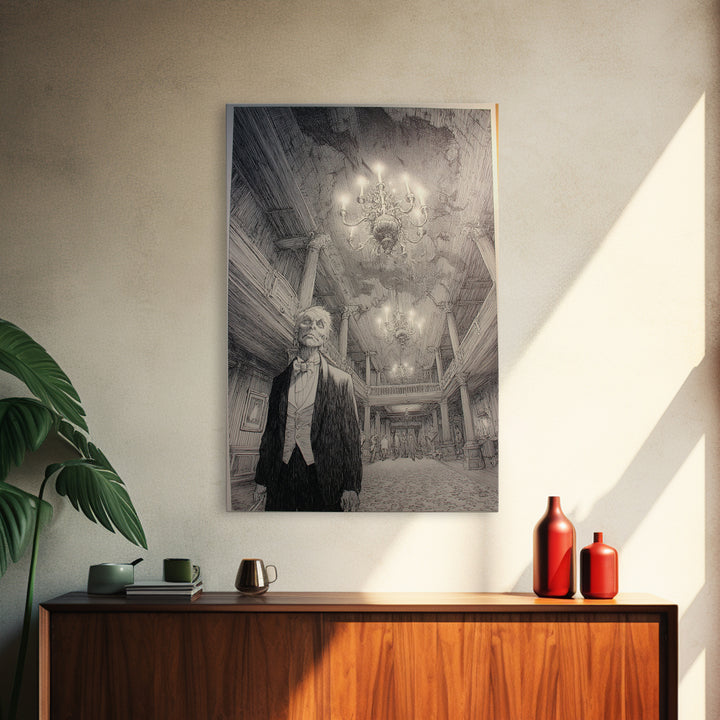 The Haunted Hotel, Victorian Macabre Art, Vertical Wall Art, Dark Fantasy Wall Art, Framed Canvas Print, Halloween Wall Art