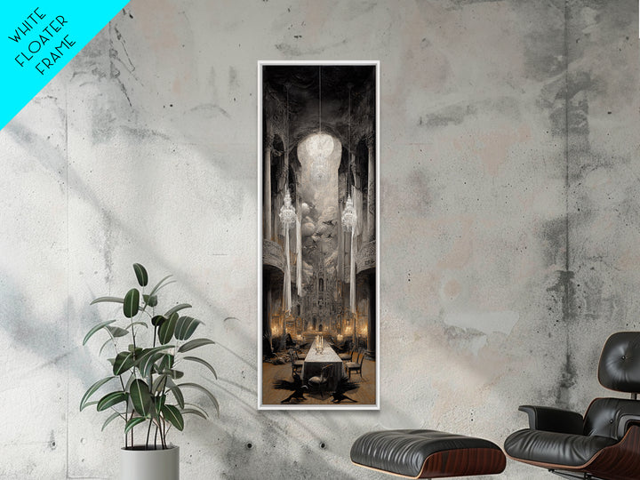 The Haunted Hotel, Surreal Apocalyptic Art, Tall Narrow Wall Art, Macabre Wall Art, Framed Canvas Print, Halloween Wall Art