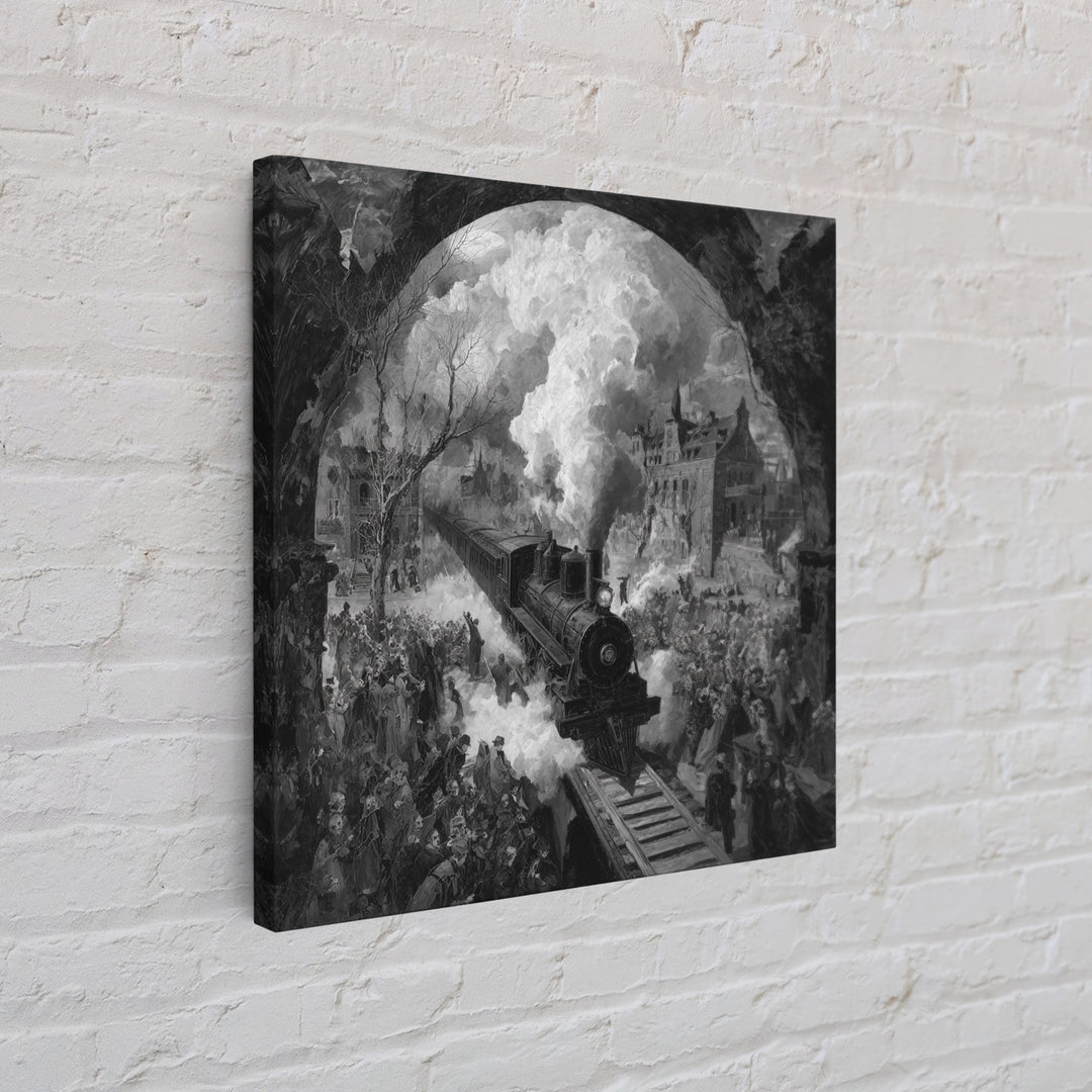 The Abandoned Train Station, Grotesque Carnival Art, Square Wall Art, Dark Halloween Decor, Canvas Print, Halloween Wall Art