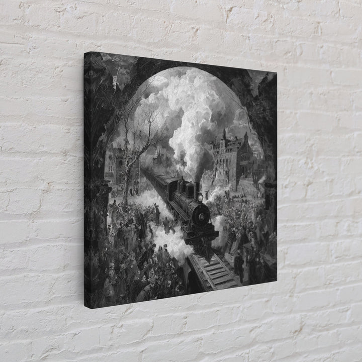 The Abandoned Train Station, Grotesque Carnival Art, Square Wall Art, Dark Halloween Decor, Canvas Print, Halloween Wall Art
