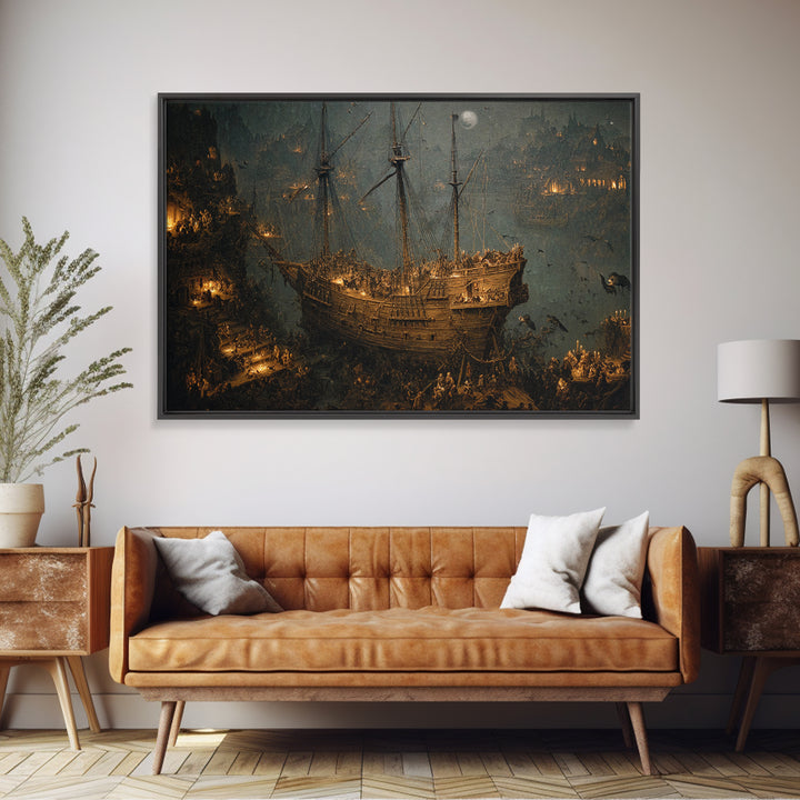 The Shipwreck Cove, Medieval Grotesque Art, Landscape Wall Art, Dark Fantasy Wall Art, Framed Canvas Print, Halloween Wall Art