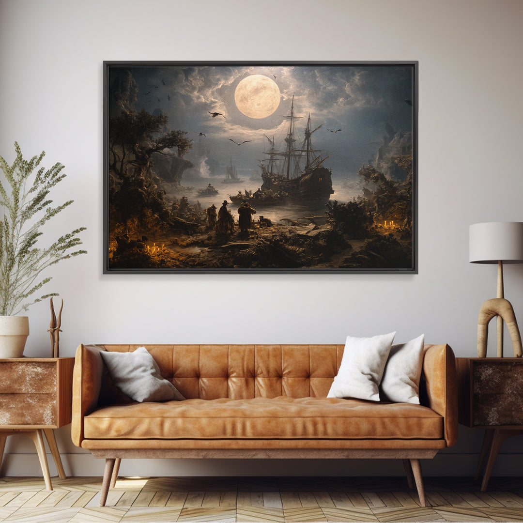 The Shipwreck Cove, Baroque Witchcraft Art, Landscape Wall Art, Macabre Wall Art, Framed Canvas Print, Halloween Wall Art