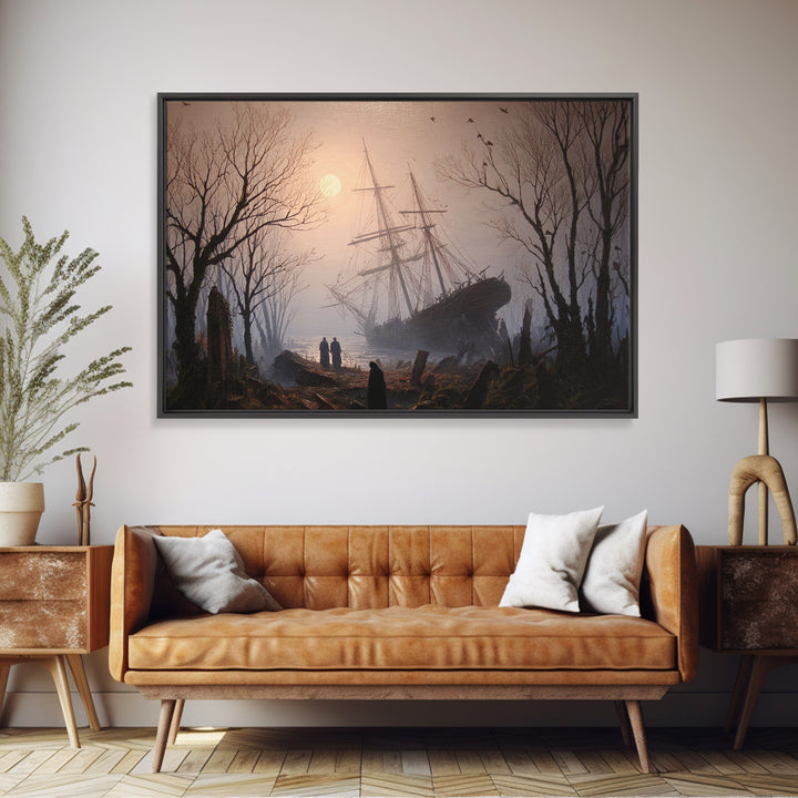 The Shipwreck Cove, Romantic Gothic Landscape, Landscape Wall Art, Dark Halloween Decor, Canvas Print, Halloween Wall Art