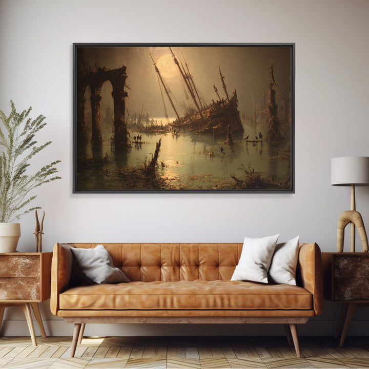 The Shipwreck Cove, Symbolist Gothic Landscape, Landscape Wall Art, Macabre Wall Art, Framed Canvas Print, Halloween Wall Art