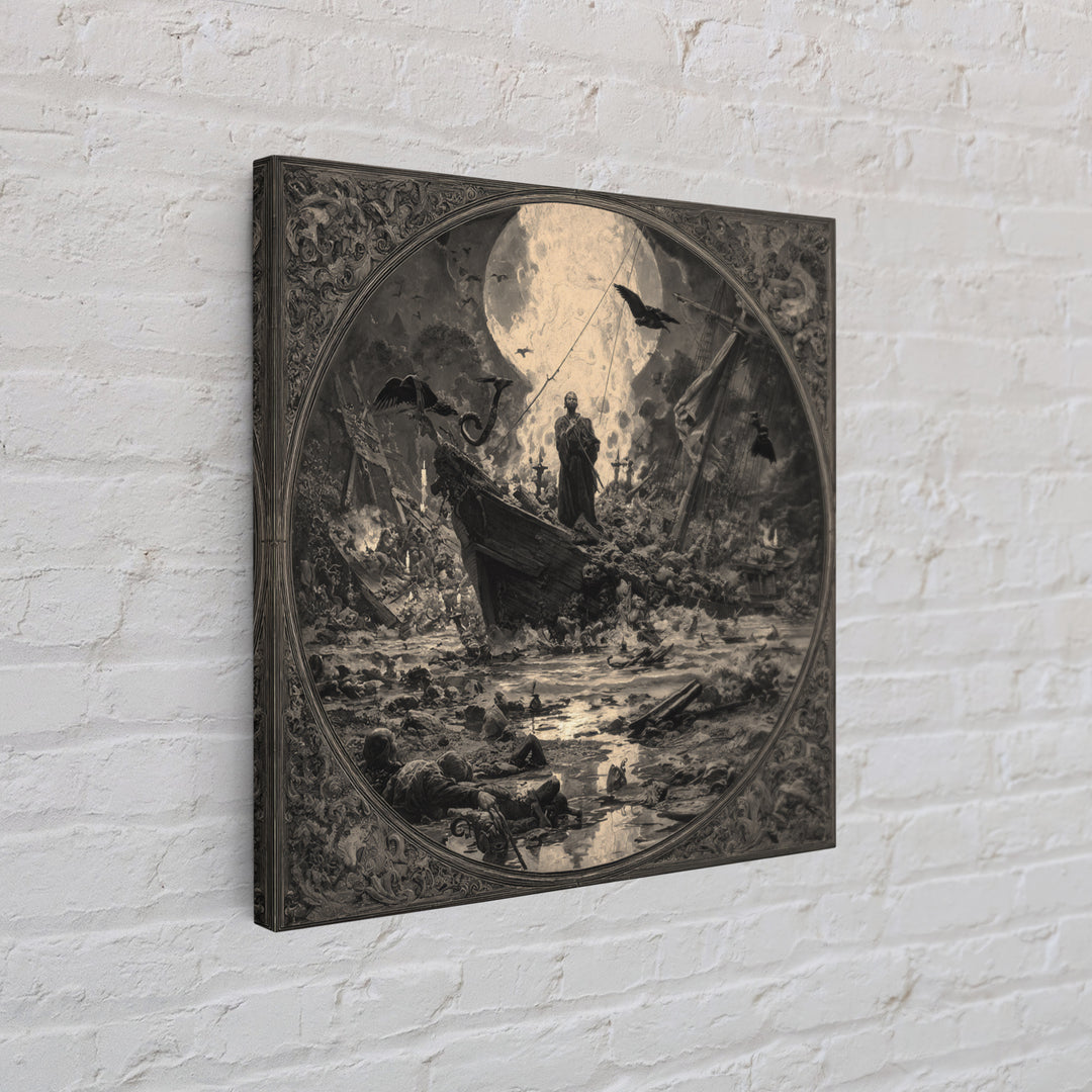 The Shipwreck Cove, Dark Symbolist Art, Square Wall Art, Macabre Wall Art, Framed Canvas Print, Halloween Wall Art