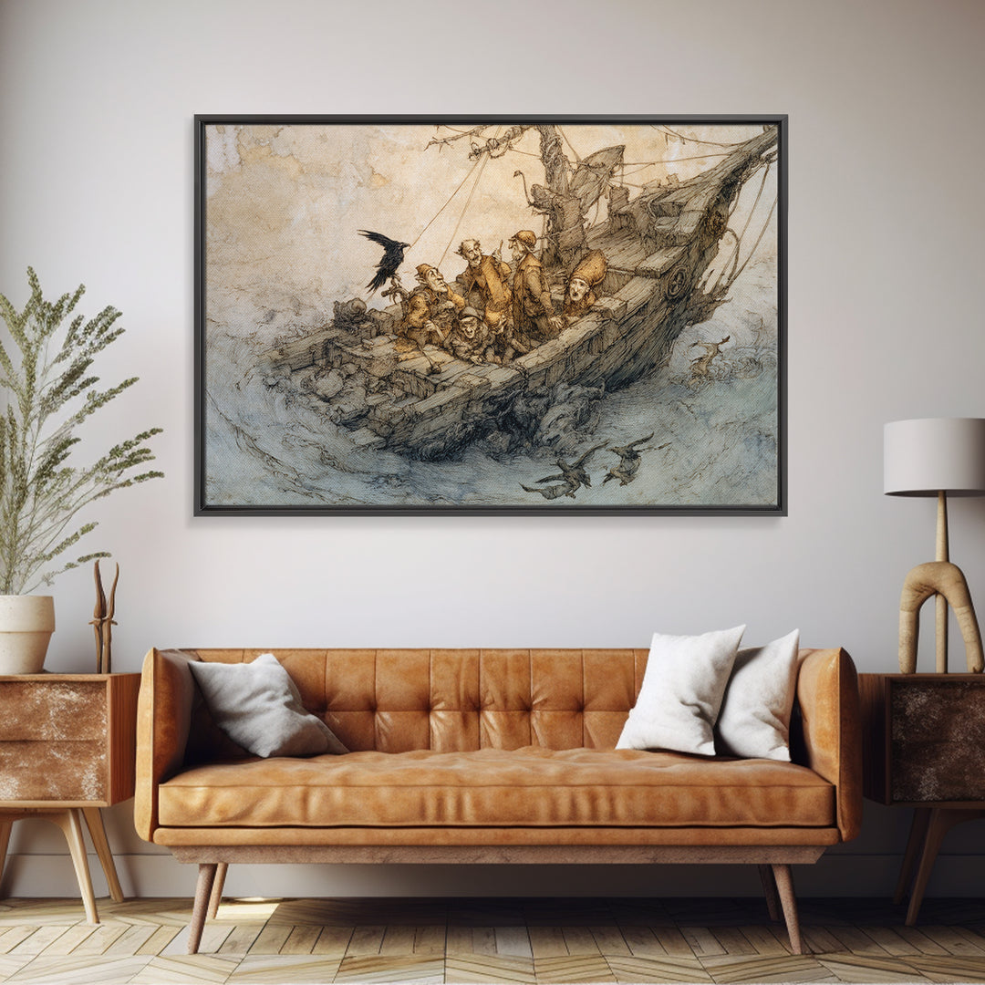 The Shipwreck Cove, Gothic Storybook Art, Landscape Wall Art, Gothic Horror Wall Art, Framed Canvas Print, Halloween Wall Art
