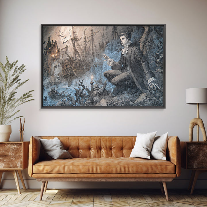 The Shipwreck Cove, Victorian Macabre Art, Landscape Wall Art, Dark Fantasy Wall Art, Canvas Print, Halloween Wall Art, Dark Fantasy Art