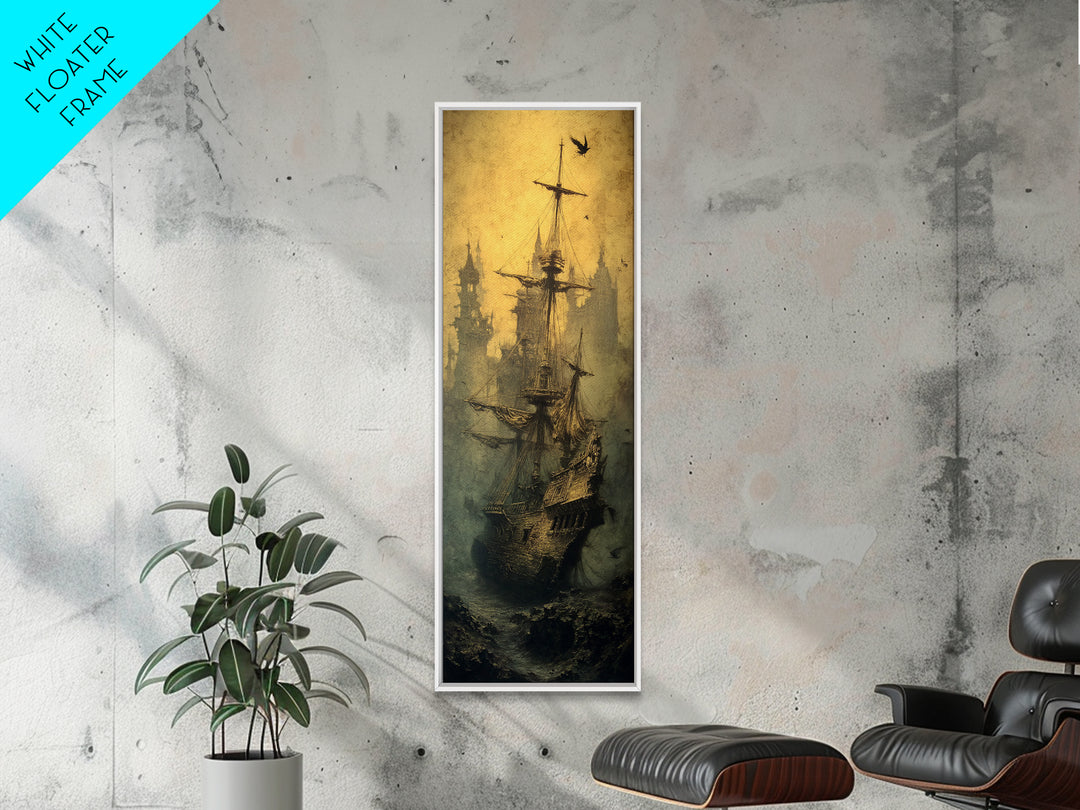 The Shipwreck Cove, Surreal Apocalyptic Art, Tall Narrow Wall Art, Dark Fantasy Wall Art, Canvas Print, Halloween Wall Art