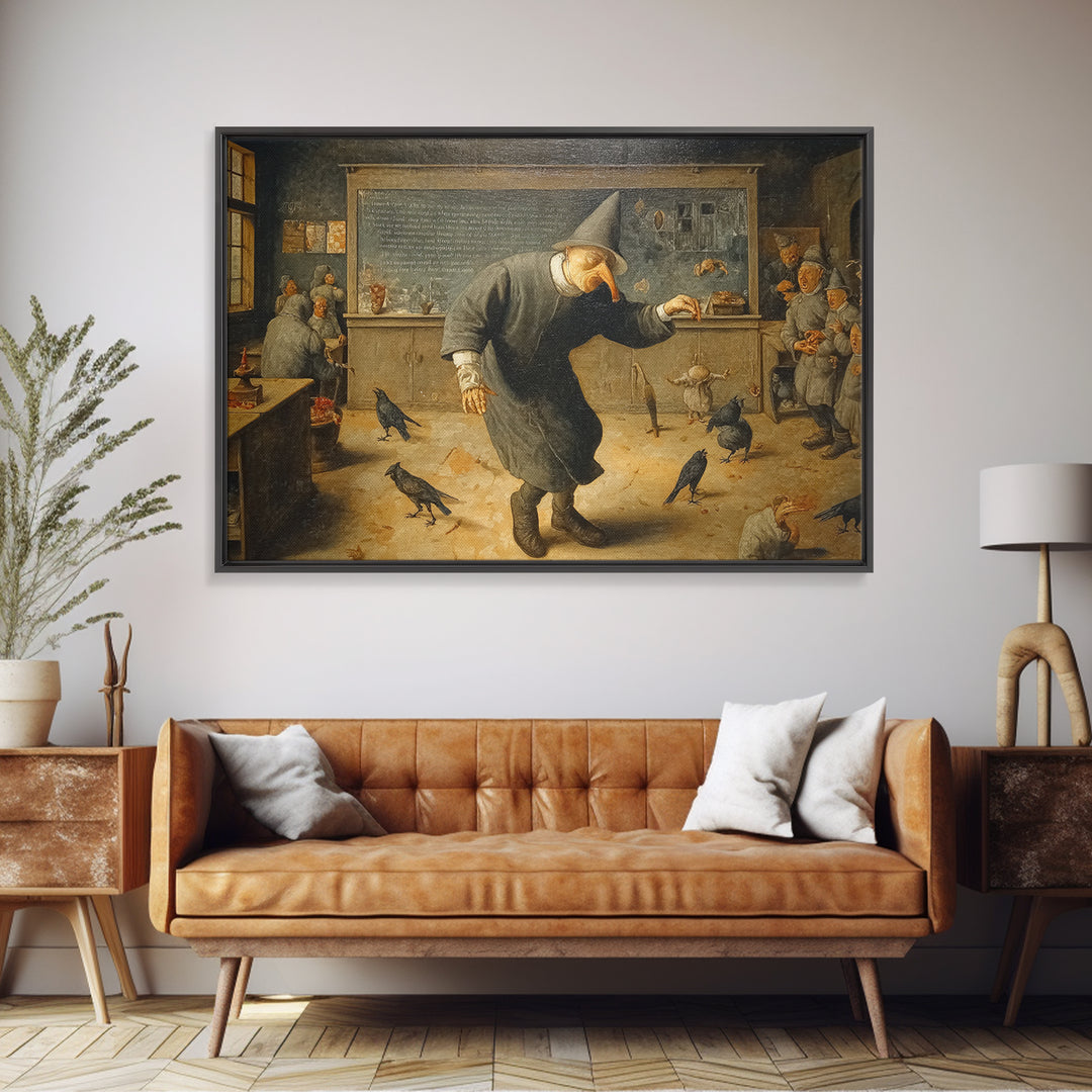 The Silent Schoolhouse, Northern Renaissance Horror, Landscape Wall Art, Dark Fantasy Wall Art, Canvas Print, Halloween Wall Art