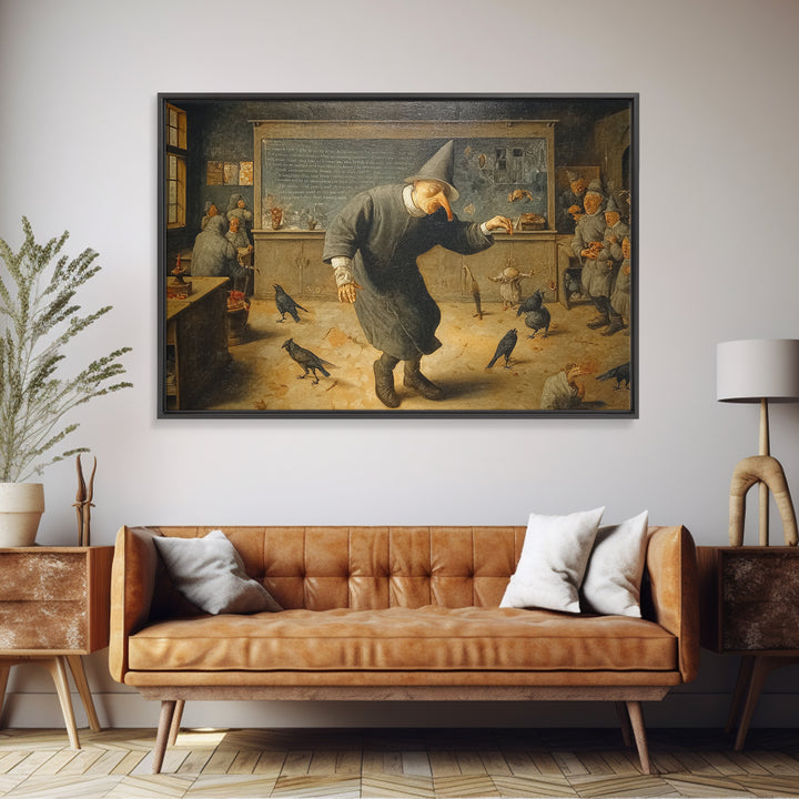 The Silent Schoolhouse, Northern Renaissance Horror, Landscape Wall Art, Dark Fantasy Wall Art, Canvas Print, Halloween Wall Art