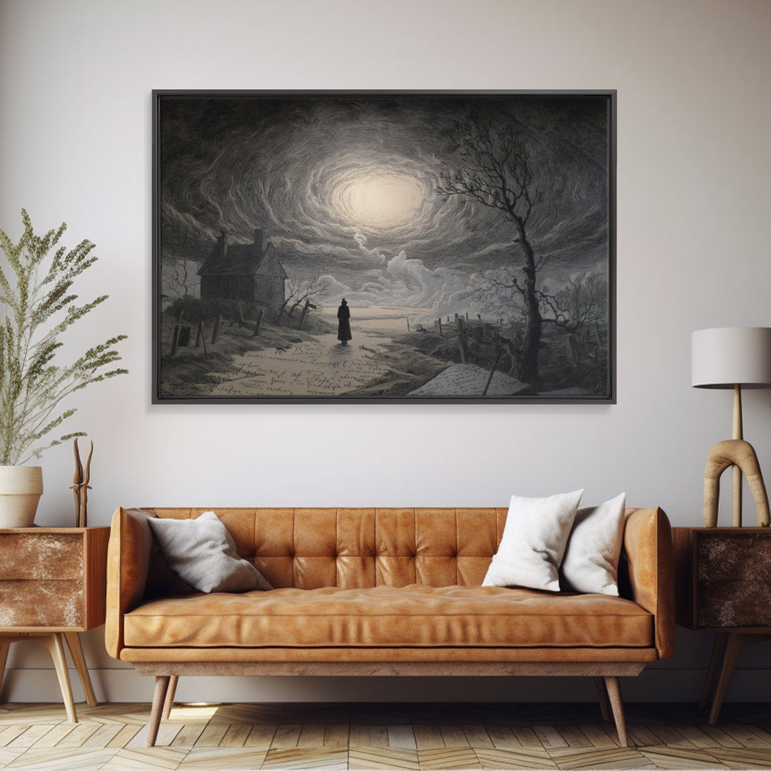 The Silent Schoolhouse, Romantic Gothic Landscape, Landscape Wall Art, Gothic Horror Wall Art, Canvas Print, Halloween Wall Art