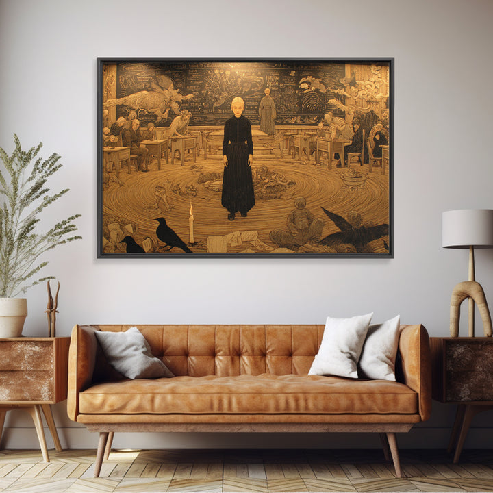 The Silent Schoolhouse, Symbolist Death Art, Landscape Wall Art, Gothic Horror Wall Art, Canvas Print, Halloween Wall Art