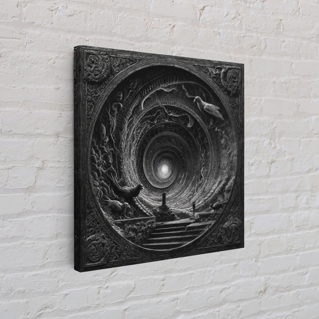 The Silent Schoolhouse, Biomechanical Horror Art, Square Wall Art, Macabre Wall Art, Canvas Print, Halloween Wall Art, Statement Wall Art