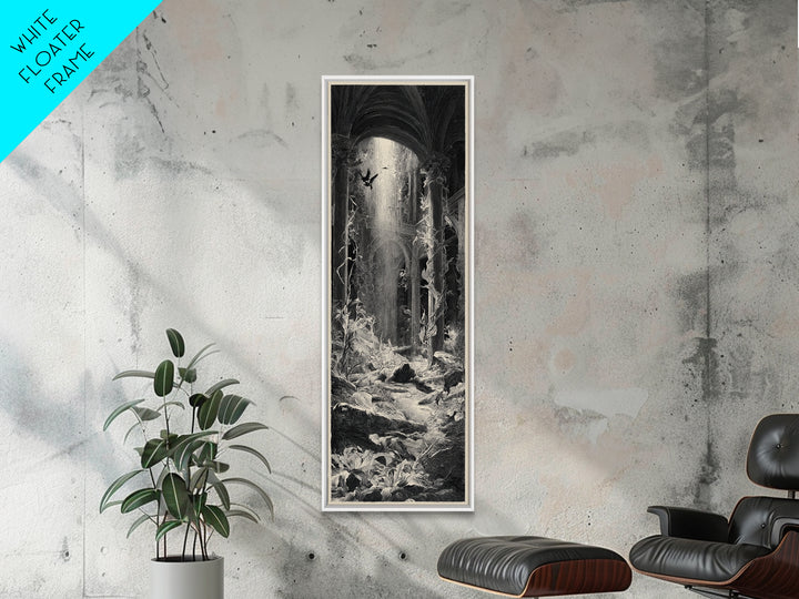 The Cemetery Greenhouse, Gothic Engraving Art, Tall Narrow Wall Art, Gothic Horror Wall Art, Framed Canvas Print, Halloween Wall Art
