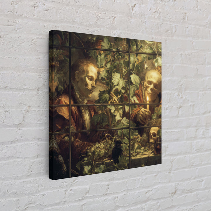 The Cemetery Greenhouse, Danse Macabre Art, Square Wall Art, Macabre Wall Art, Framed Canvas Print, Halloween Wall Art