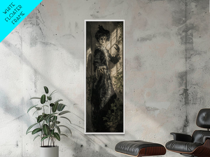 The Cemetery Greenhouse, Dark Romantic Horror Art, Tall Narrow Wall Art, Gothic Horror Wall Art, Framed Canvas Print, Halloween Wall Art