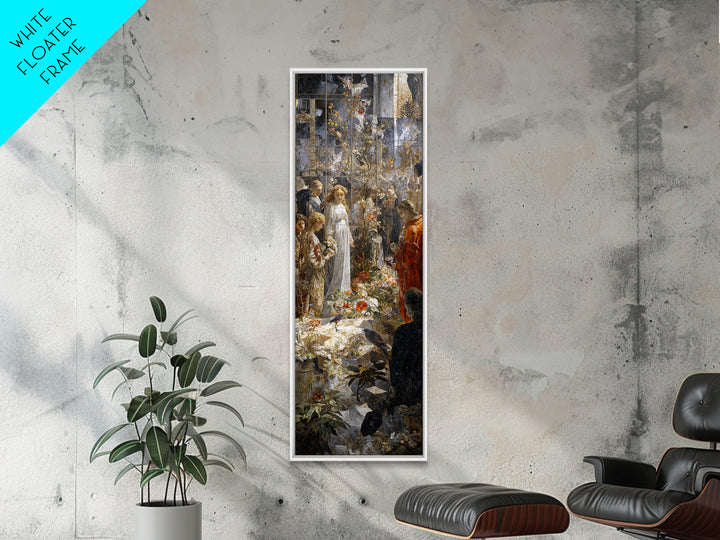The Cemetery Greenhouse, Ornate Symbolist Art, Tall Narrow Wall Art, Dark Fantasy Wall Art, Framed Canvas Print, Halloween Wall Art