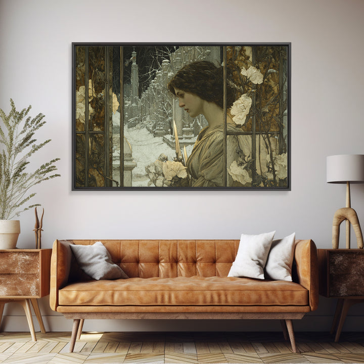 The Cemetery Greenhouse, Symbolist Death Art, Landscape Wall Art, Dark Fantasy Wall Art, Canvas Print, Halloween Wall Art