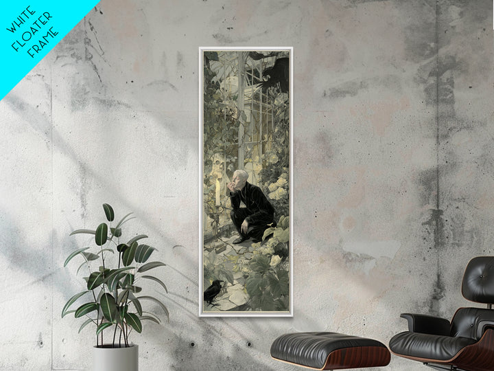 The Cemetery Greenhouse, Symbolist Etching Art, Tall Narrow Wall Art, Dark Fantasy Wall Art, Canvas Print, Halloween Wall Art