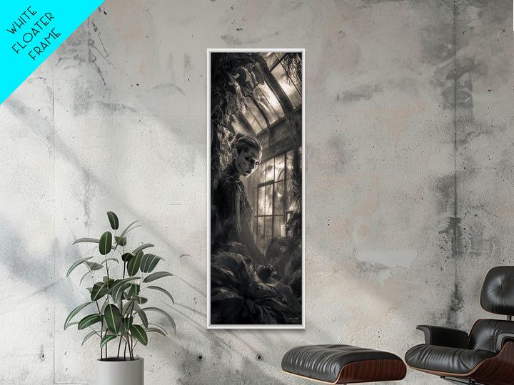 The Cemetery Greenhouse, Biomechanical Horror Art, Tall Narrow Wall Art, Gothic Horror Wall Art, Canvas Print, Halloween Wall Art