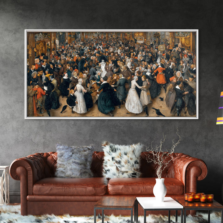 The Midnight Masquerade, Northern Renaissance Horror, Wide Panoramic Art, Gothic Horror Wall Art, Canvas Print, Halloween Wall Art