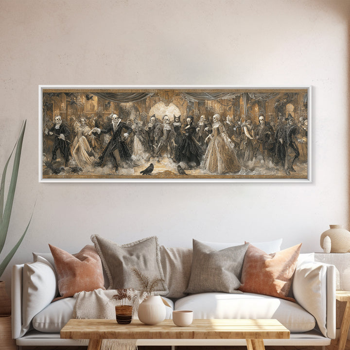 The Midnight Masquerade, Danse Macabre Art, Extra Wide Wall Art, Macabre Wall Art, Canvas Print, Halloween Wall Art