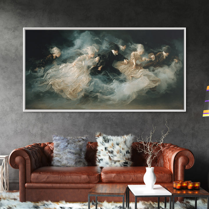 The Midnight Masquerade, Dark Romantic Horror Art, Wide Panoramic Art, Macabre Wall Art, Canvas Print, Halloween Wall Art