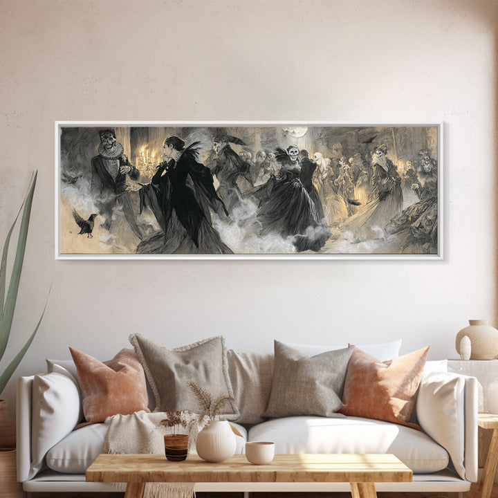 The Midnight Masquerade, Decadent Gothic Art, Extra Wide Wall Art, Gothic Horror Wall Art, Canvas Print, Halloween Wall Art