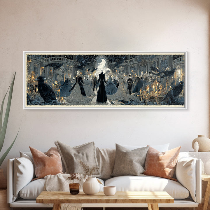 The Midnight Masquerade, Victorian Macabre Art, Extra Wide Wall Art, Gothic Horror Wall Art, Canvas Print, Halloween Wall Art