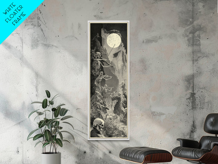 The Skeleton Orchestra, Gothic Engraving Art, Tall Narrow Wall Art, Dark Halloween Decor, Canvas Print, Halloween Wall Art