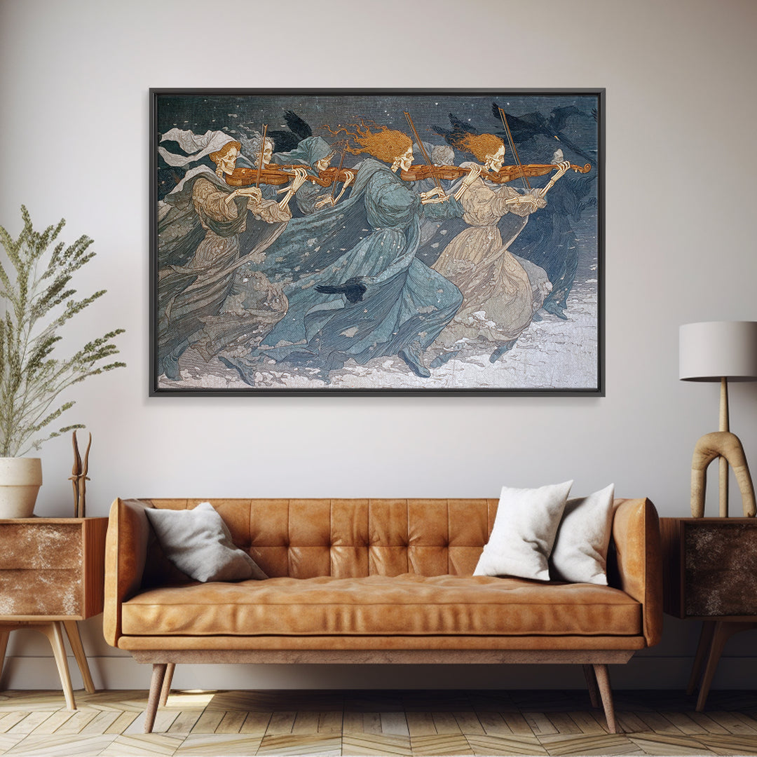 The Skeleton Orchestra, Symbolist Death Art, Landscape Wall Art, Gothic Horror Wall Art, Canvas Print, Halloween Wall Art