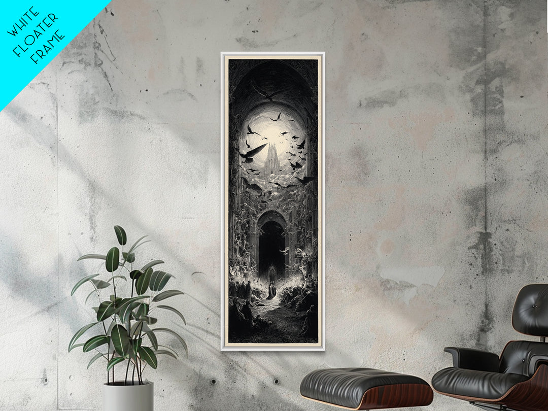 The Ghost Wedding, Gothic Engraving Art, Tall Narrow Wall Art, Macabre Wall Art, Canvas Print, Halloween Wall Art, Seasonal Home Decor