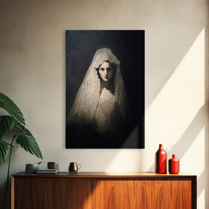 The Ghost Wedding, Dark Romantic Horror Art, Vertical Wall Art, Gothic Horror Wall Art, Framed Canvas Print, Halloween Wall Art