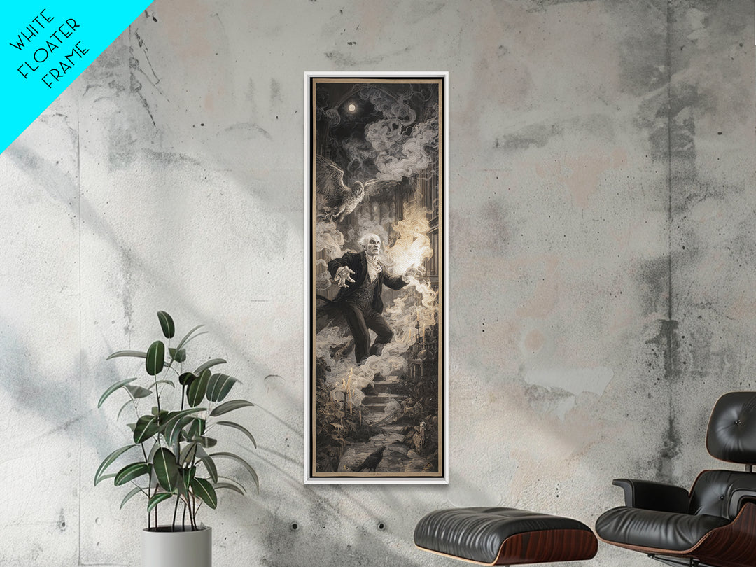 The Ghost Wedding, Visionary Gothic Art, Tall Narrow Wall Art, Dark Fantasy Wall Art, Canvas Print, Halloween Wall Art