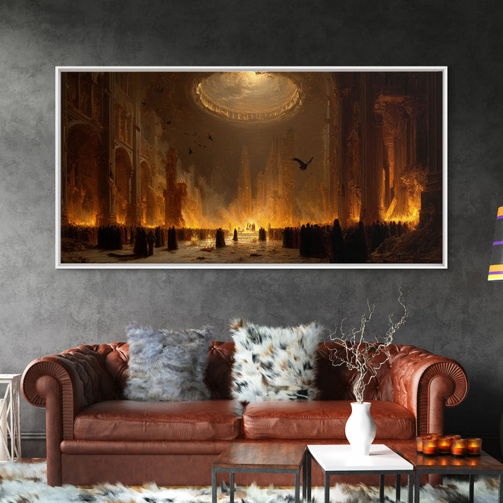 The Ghost Wedding, Apocalyptic Romantic Art, Wide Panoramic Art, Dark Halloween Decor, Canvas Print, Halloween Wall Art, Gothic Home Decor