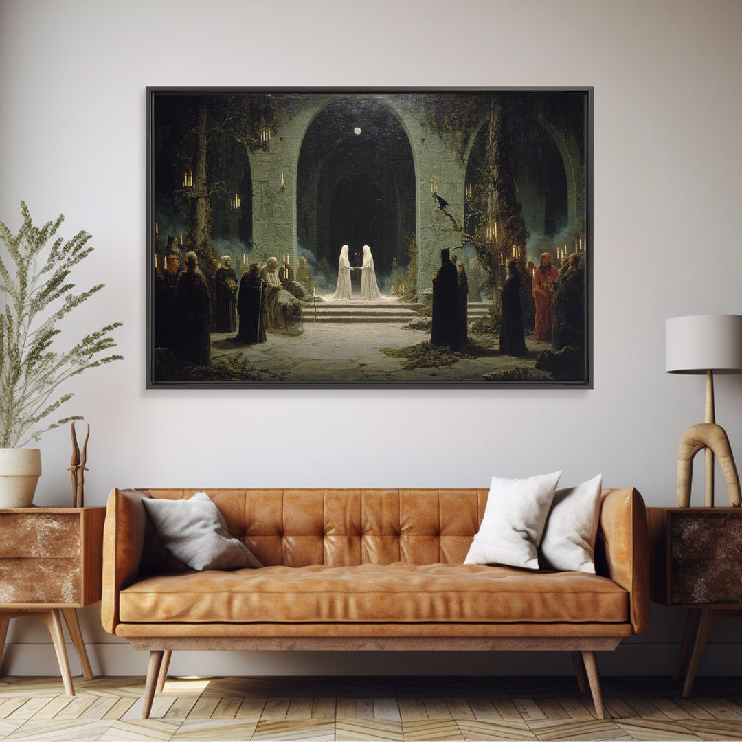 The Ghost Wedding, Symbolist Gothic Landscape, Landscape Wall Art, Dark Fantasy Wall Art, Canvas Print, Halloween Wall Art