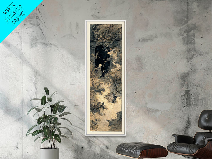 The Ghost Wedding, Gothic Storybook Art, Tall Narrow Wall Art, Dark Fantasy Wall Art, Framed Canvas Print, Halloween Wall Art