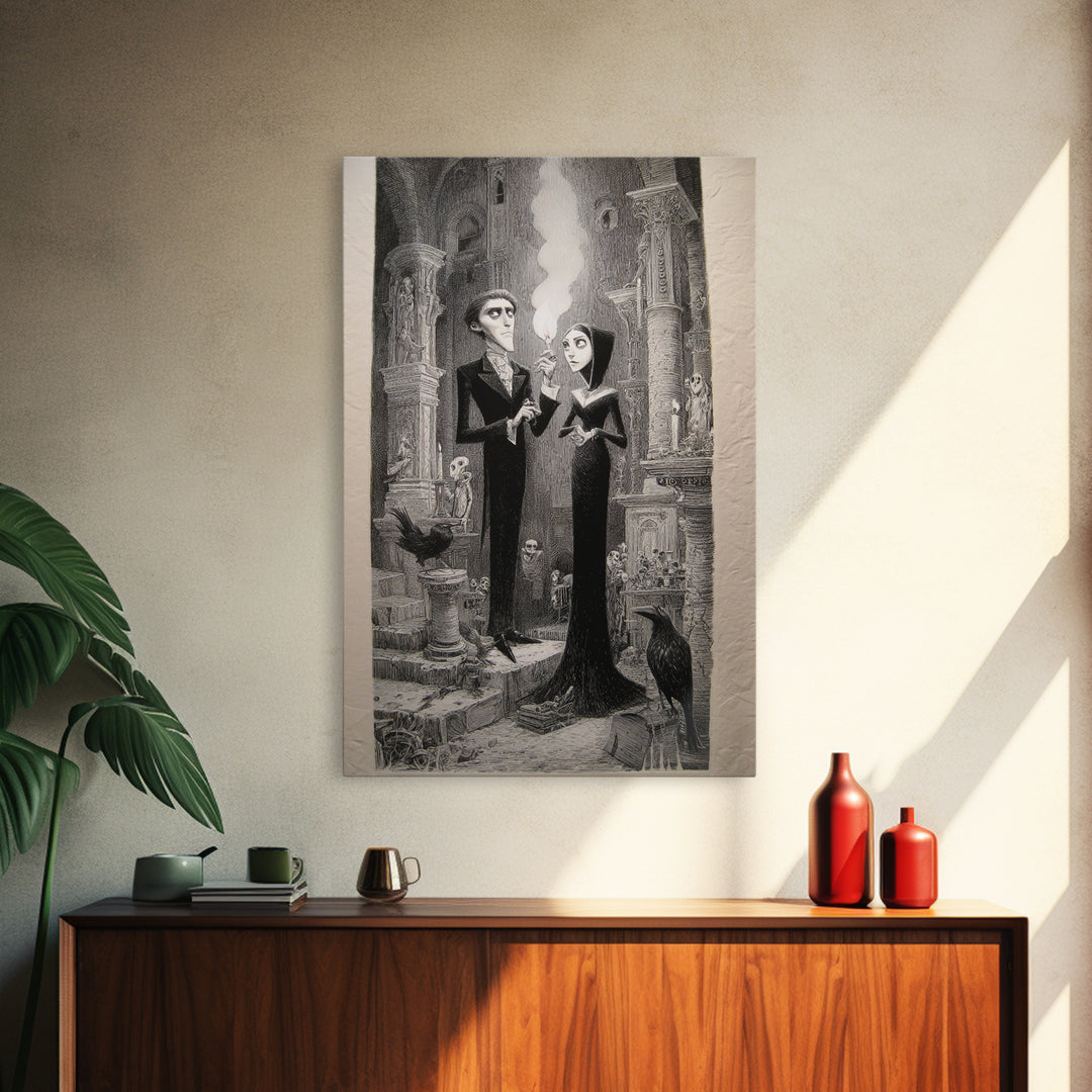 The Ghost Wedding, Victorian Macabre Art, Vertical Wall Art, Dark Fantasy Wall Art, Framed Canvas Print, Halloween Wall Art