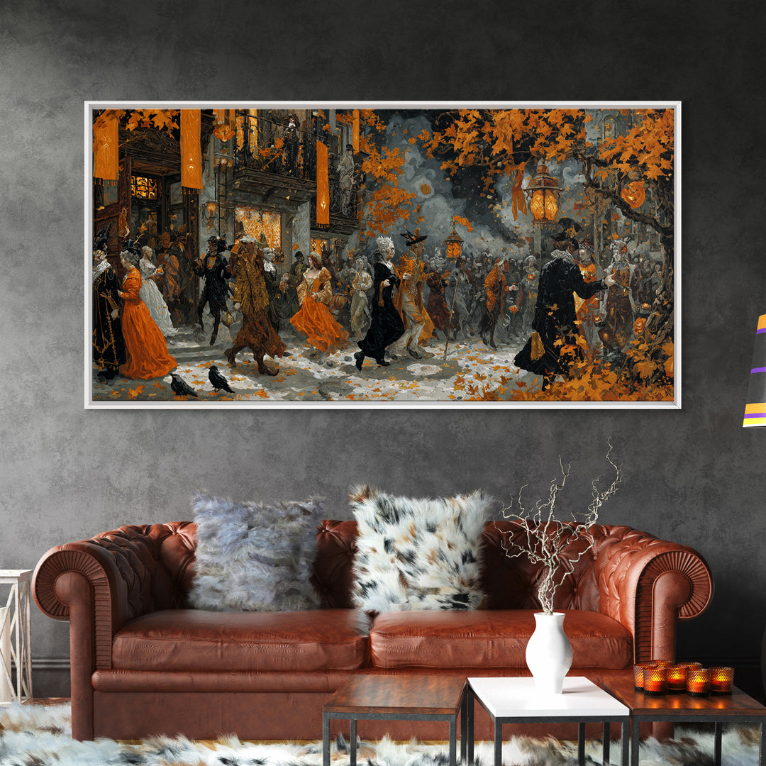 The Monster Parade, Ornate Symbolist Art, Wide Panoramic Art, Macabre Wall Art, Canvas Print, Halloween Wall Art, Horror Wall Art