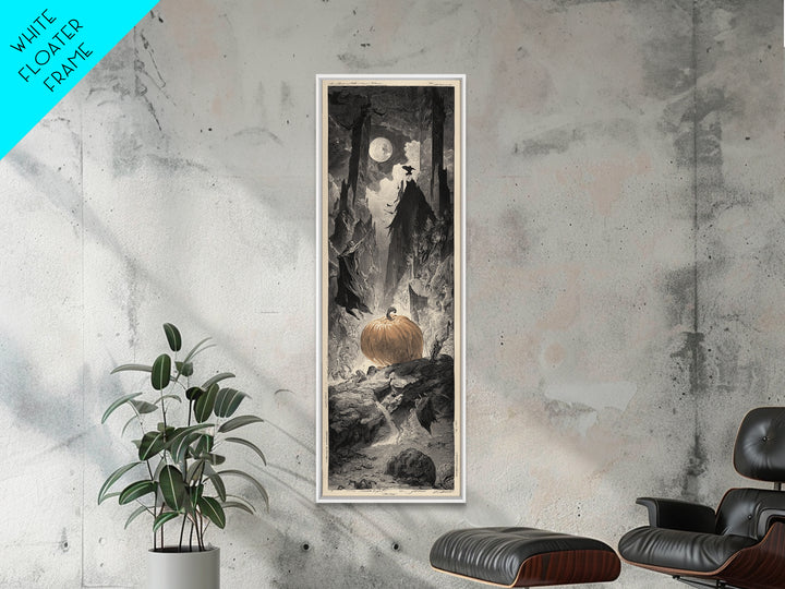 The Pumpkin-Carving Ritual, Gothic Engraving Art, Tall Narrow Wall Art, Gothic Horror Wall Art, Framed Canvas Print, Halloween Wall Art