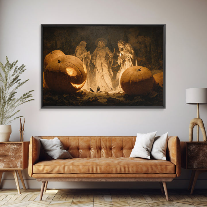 The Pumpkin-Carving Ritual, Symbolist Gothic Landscape, Landscape Wall Art, Dark Fantasy Wall Art, Canvas Print, Halloween Wall Art