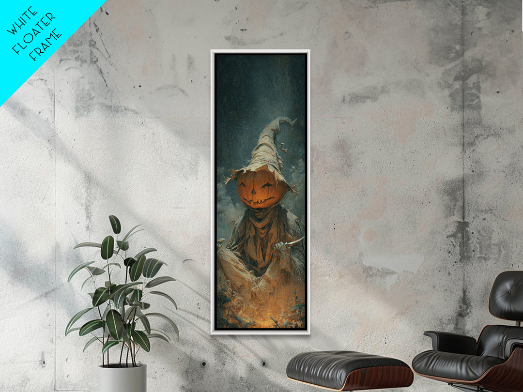 The Pumpkin-Carving Ritual, Surreal Apocalyptic Art, Tall Narrow Wall Art, Gothic Horror Wall Art, Canvas Print, Halloween Wall Art