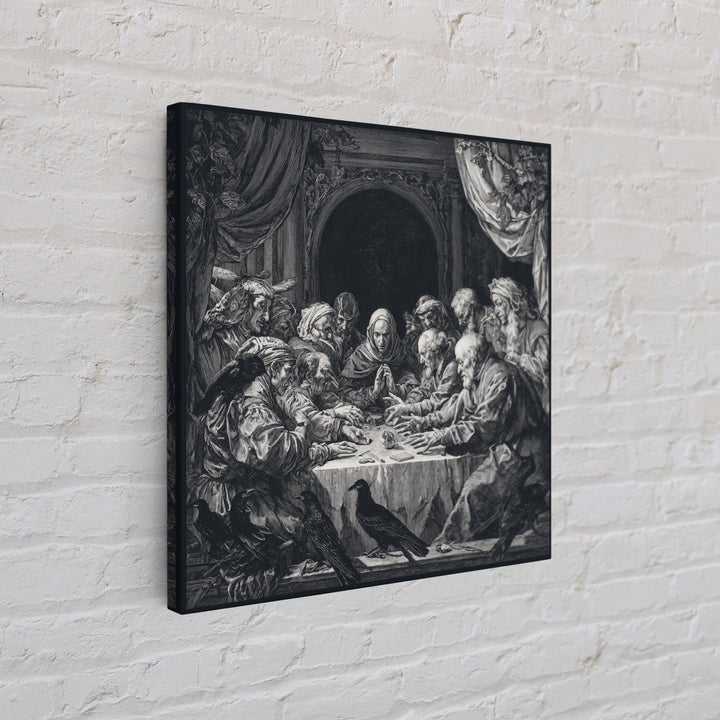The Candlelit Seance, Renaissance Engraving Art, Square Wall Art, Dark Fantasy Wall Art, Canvas Print, Halloween Wall Art