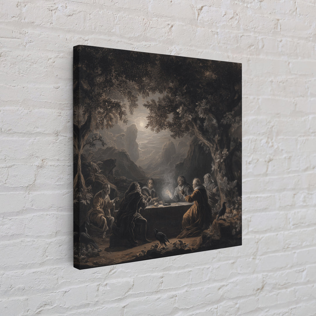 The Candlelit Seance, Baroque Witchcraft Art, Square Wall Art, Dark Fantasy Wall Art, Framed Canvas Print, Halloween Wall Art