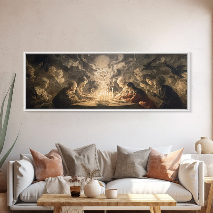 The Candlelit Seance, Gothic Nightmare Art, Extra Wide Wall Art, Gothic Horror Wall Art, Canvas Print, Halloween Wall Art