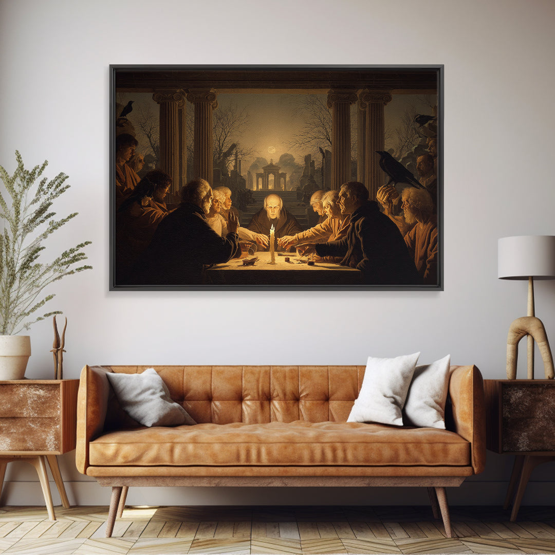 The Candlelit Seance, Romantic Gothic Landscape, Landscape Wall Art, Macabre Wall Art, Framed Canvas Print, Halloween Wall Art